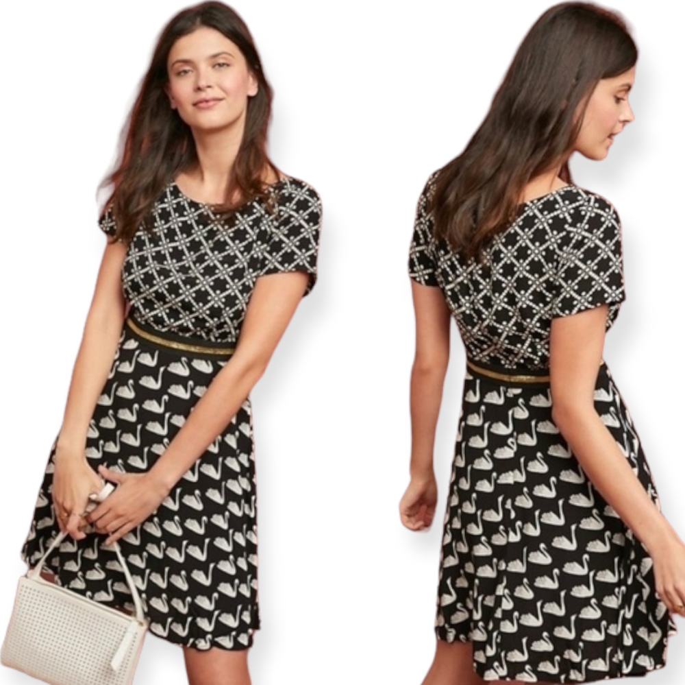 Anthro Maeve Amici Black Swan Dress